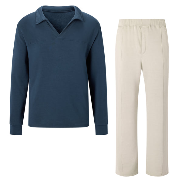 Collared Sweatshirt / Pin Tuck Trousers