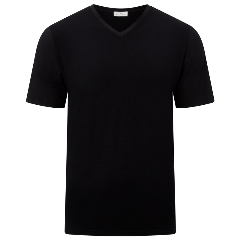 Luxury Menswear Black Short Sleeve V Neck Jersey T shirt Homebody